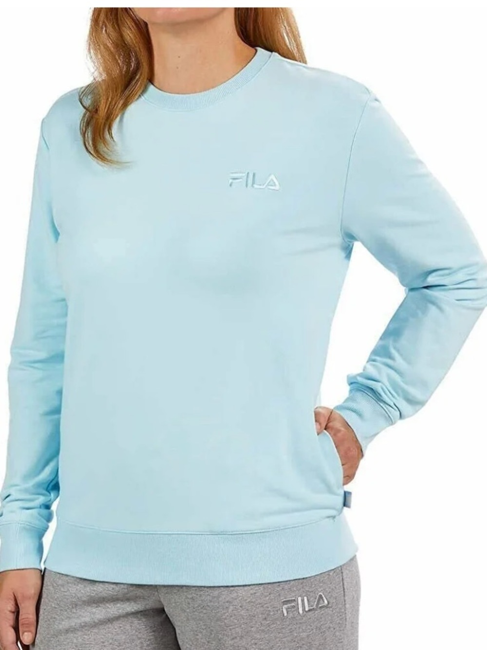 Fila Womens Midweight French Terry Crewneck Long Sleeve Sweatshirt